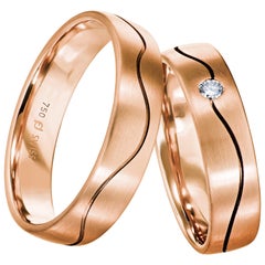 Furrer Jacot 18 Karat Rose Gold Wave Design Diamond Wedding Band