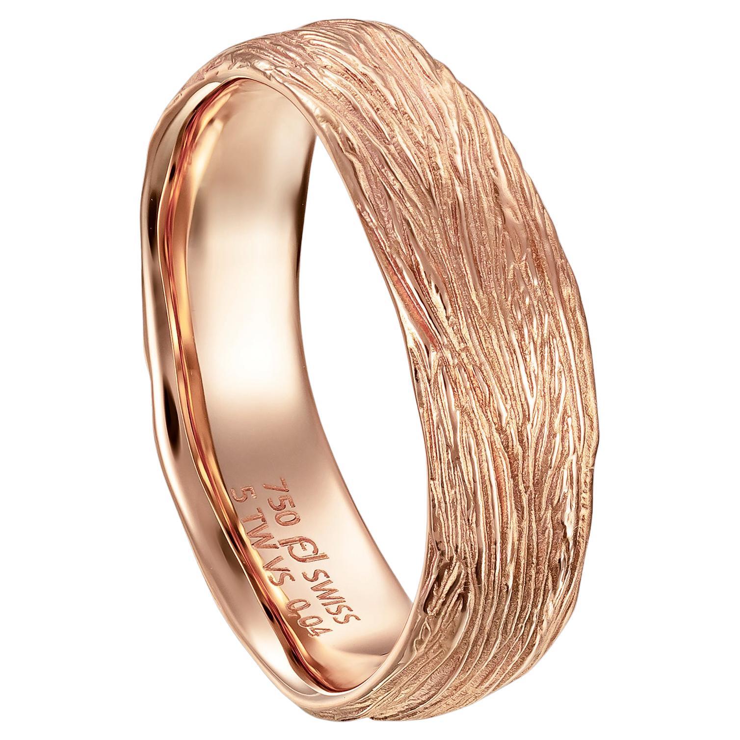 For Sale:  Furrer Jacot 18 Karat Rose Gold Wire Textured Band