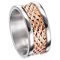 Furrer Jacot 18 Karat Two-Tone White and Rose Gold Chunky Textured Band