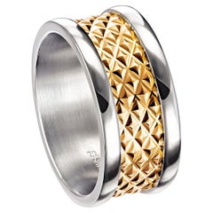 Furrer Jacot 18 Karat Two-Tone White and Yellow Gold Chunky Textured Band