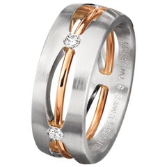 Furrer Jacot 18 Karat White and Rose Gold Diamond Wire Band