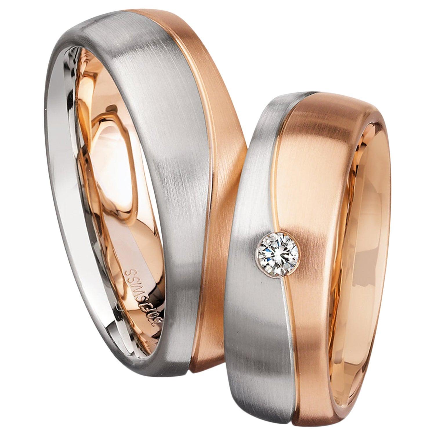 For Sale:  Furrer Jacot 18 Karat White and Rose Gold Two-Tone Wavy Grooved Band