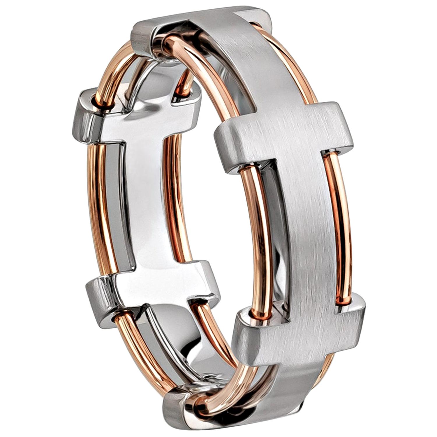 For Sale:  Furrer Jacot 18 Karat White and Rose Gold Two-Tone Wire Band
