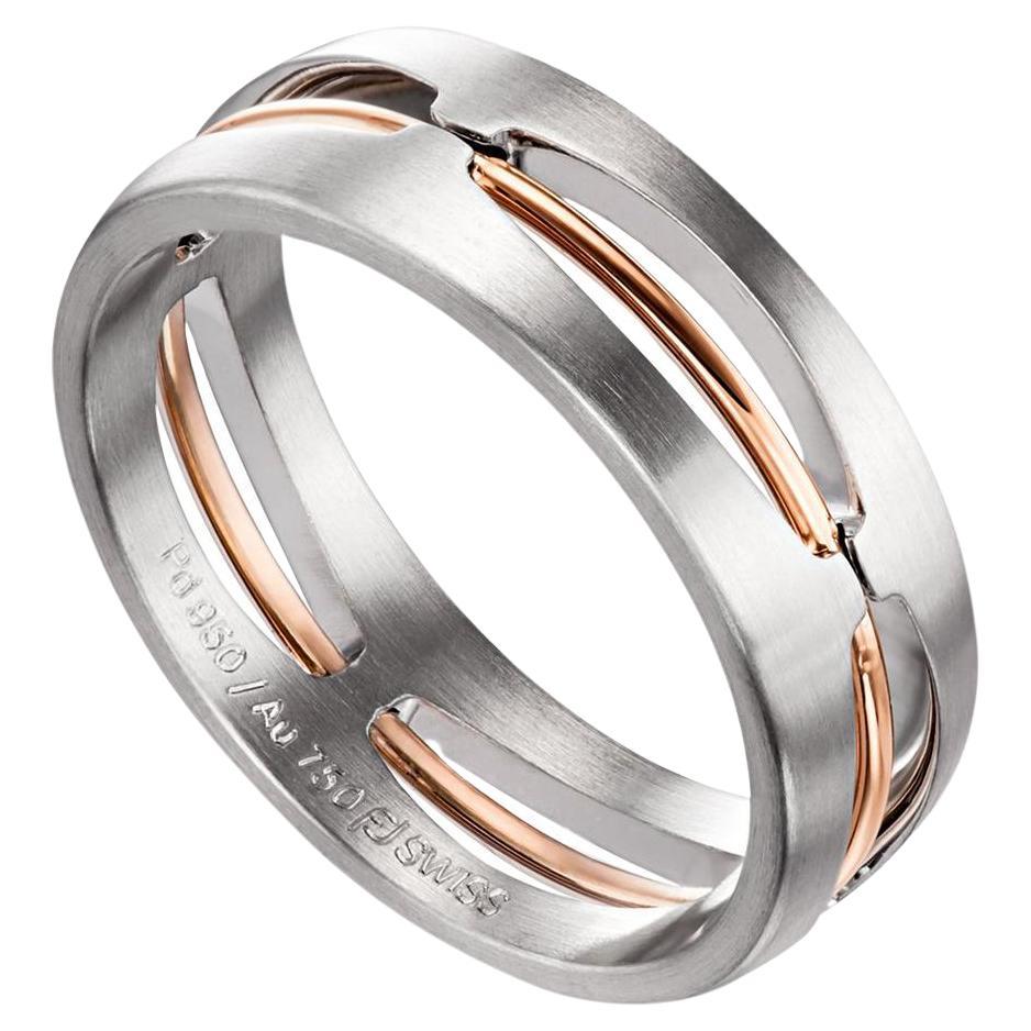 For Sale:  Furrer Jacot 18 Karat White and Rose Gold Two-Tone Wire Band