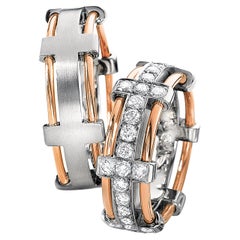 Furrer Jacot 18 Karat White and Rose Gold Two-Tone Wire Diamond Band