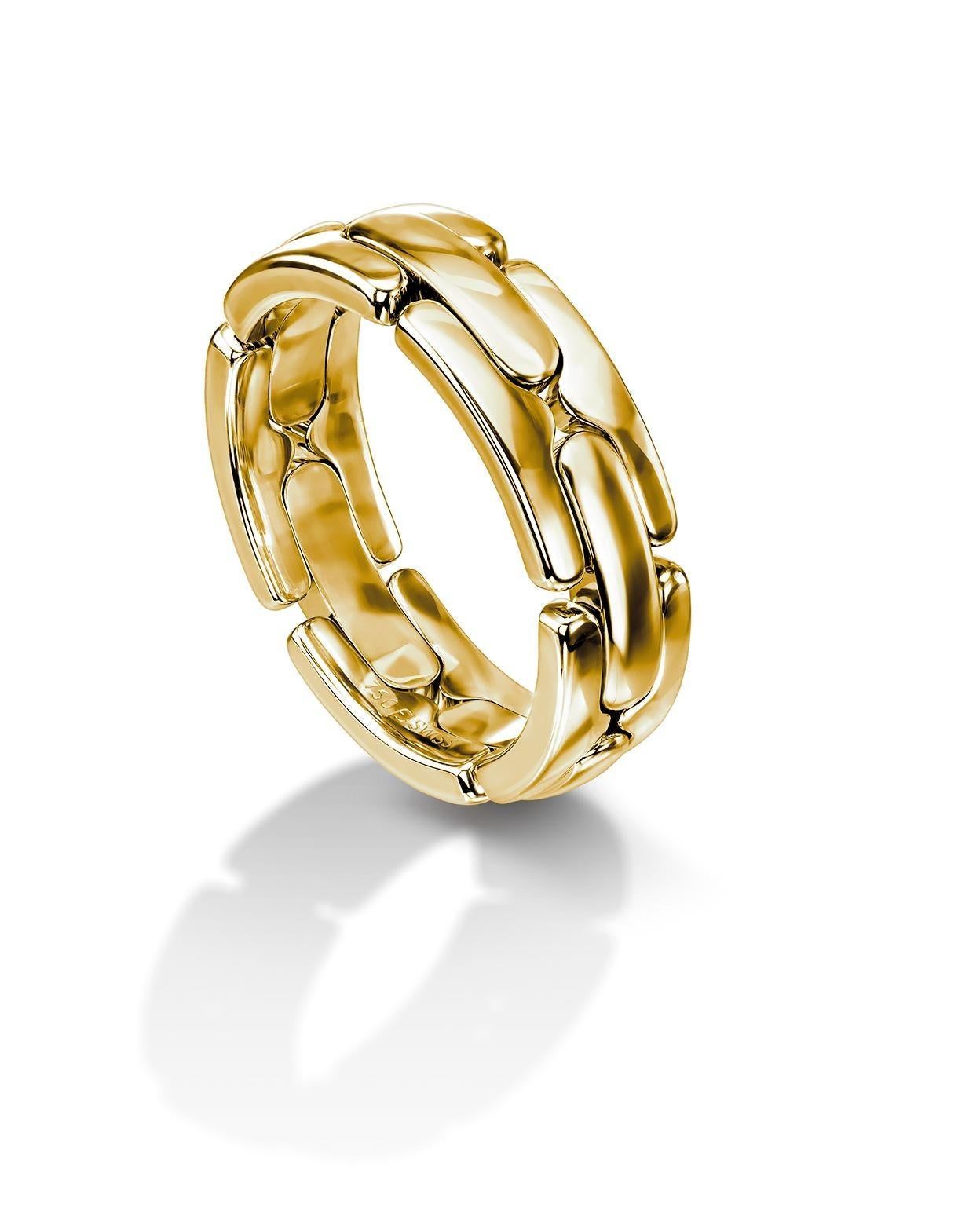 For Sale:  Furrer Jacot 18 Karat White and Yellow Gold Two-Tone Collapsible Link Ring 4