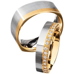 Furrer Jacot 18 Karat White and Yellow Gold Two-Tone Diamond Band