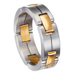 Furrer Jacot 18 Karat White and Yellow Gold Two-Tone Matte Collapsible Link Ring