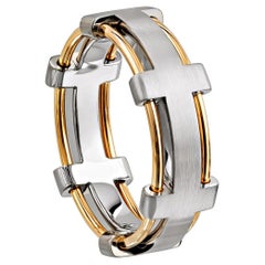Furrer Jacot 18 Karat White and Yellow Gold Two-Tone Wire Band