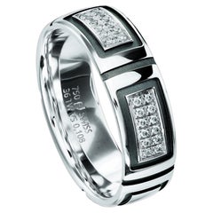 Furrer Jacot 18 Karat White Gold and Black Geometric Diamond Band