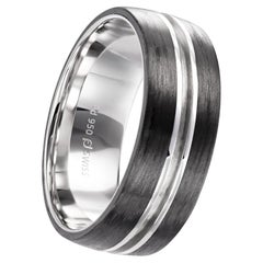 Furrer Jacot 18 Karat White Gold and Carbon Fiber Channel Men's Band