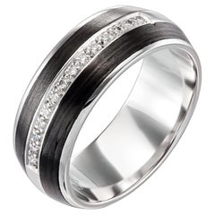 Furrer Jacot 18 Karat White Gold and Carbon Fiber Diamond Rounded Band