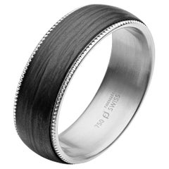 Furrer Jacot 18 Karat White Gold and Carbon Fiber Milgrain Men's Band