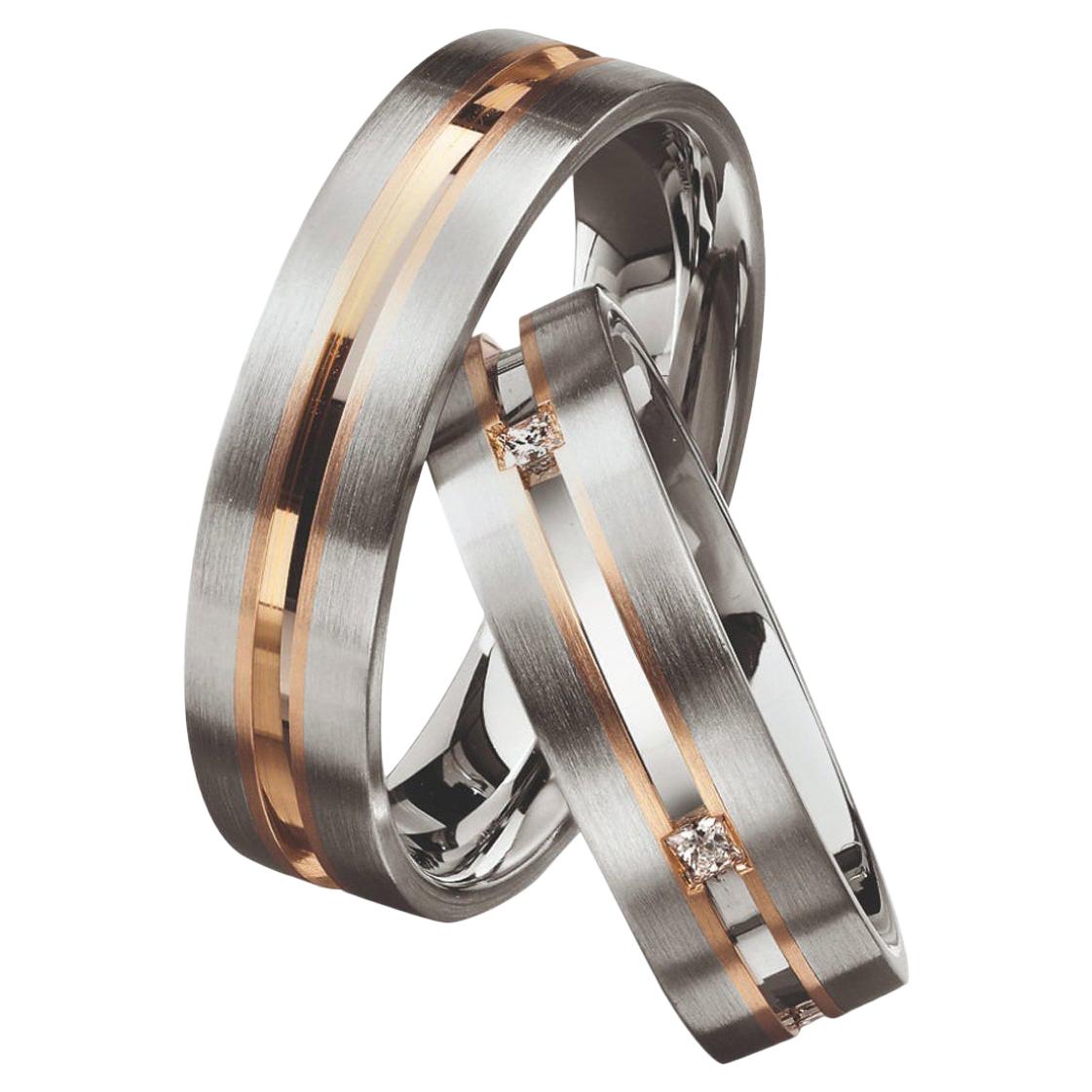 For Sale:  Furrer Jacot 18 Karat White Gold and Rose Gold Two-Tone Channeled Men's Band