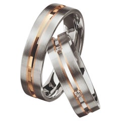Furrer Jacot 18 Karat White Gold and Rose Gold Two-Tone Channeled Men's Band