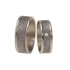 Furrer Jacot 18 Karat White Gold and Tantalum Textured Men's Wedding Band