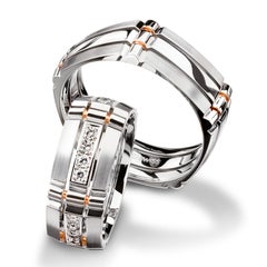 Furrer Jacot 18 Karat White Gold Geometric Men's Diamond Band