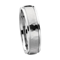 Furrer Jacot 18 Karat White Gold Hammered Wedding Band