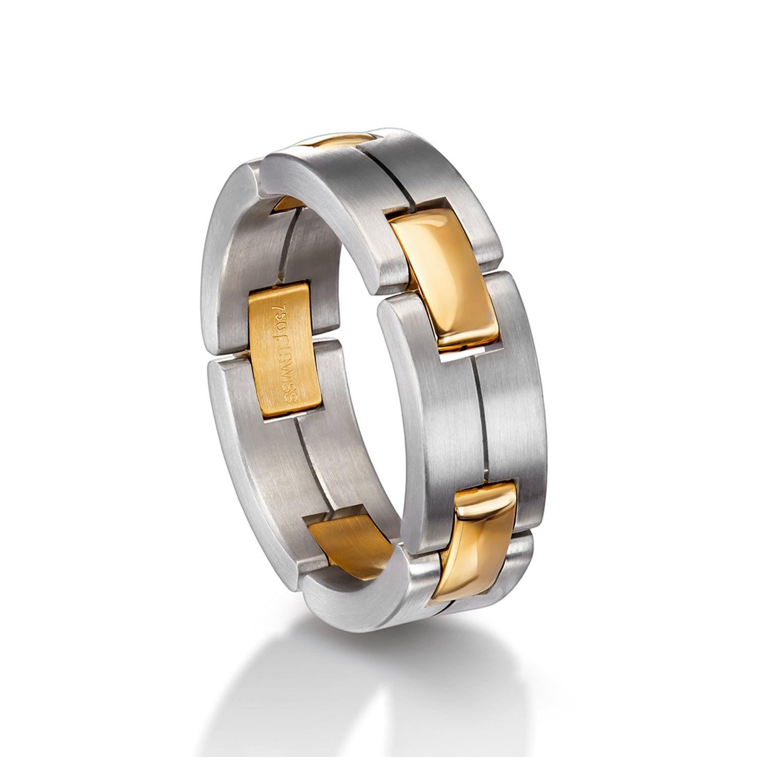 For Sale:  Furrer Jacot 18 Karat White Gold Matte Collapsible Link Ring 3