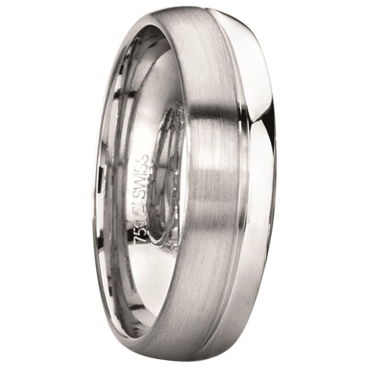 For Sale:  Furrer Jacot 18 Karat White Gold Men's Wedding Band