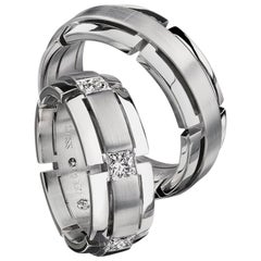 Furrer Jacot 18 Karat White Gold Notched Men's Diamond Band
