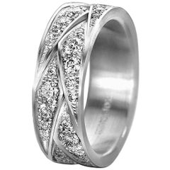 Furrer Jacot 18 Karat White Gold 'Origami' Woven Diamond Ladies Band