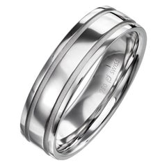 Furrer Jacot 18 Karat White Gold Sandblasted Grooved Band