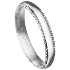 Furrer Jacot 18 Karat White Gold Satin Milgrain Men's Band