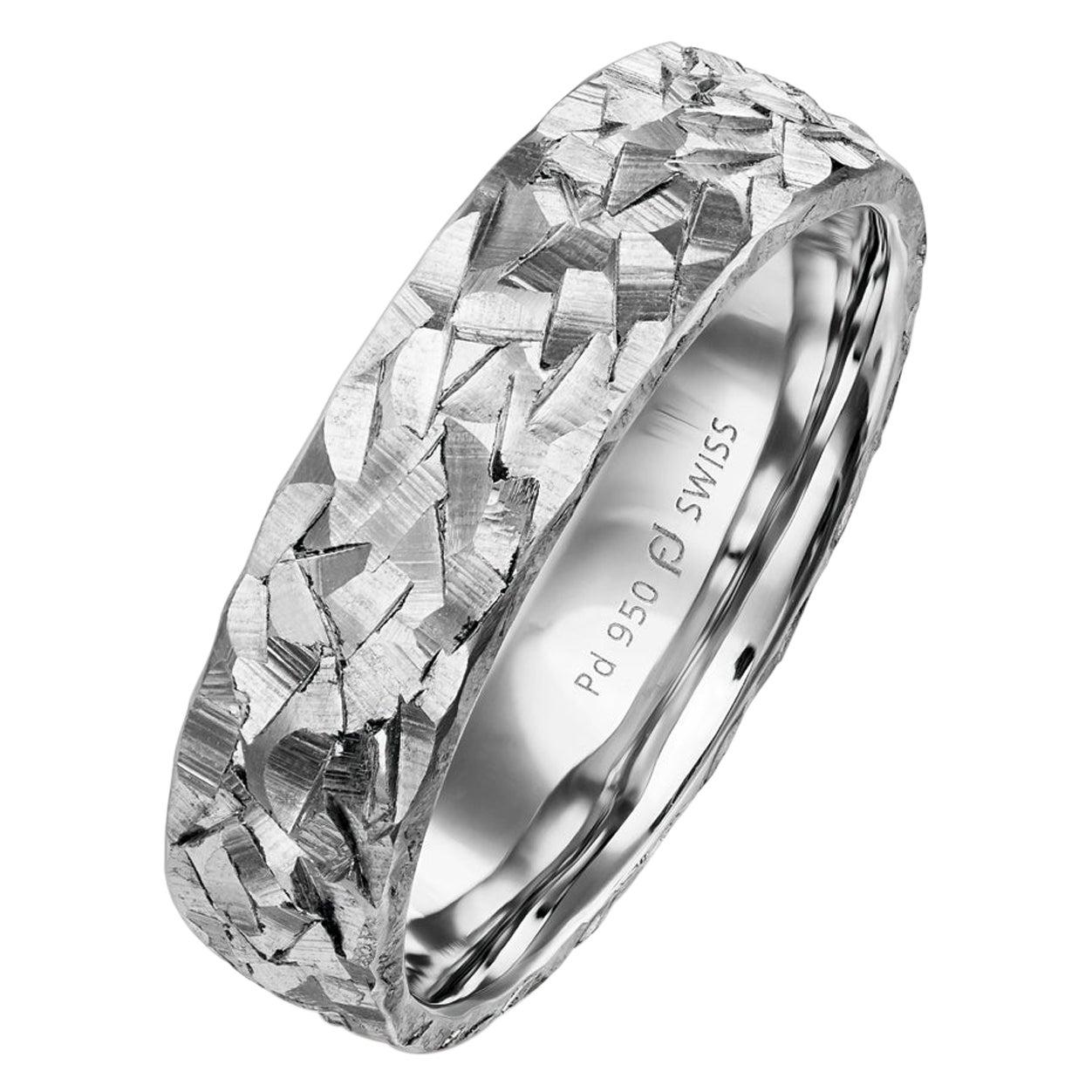 For Sale:  Furrer Jacot 18 Karat White Gold Textured Band