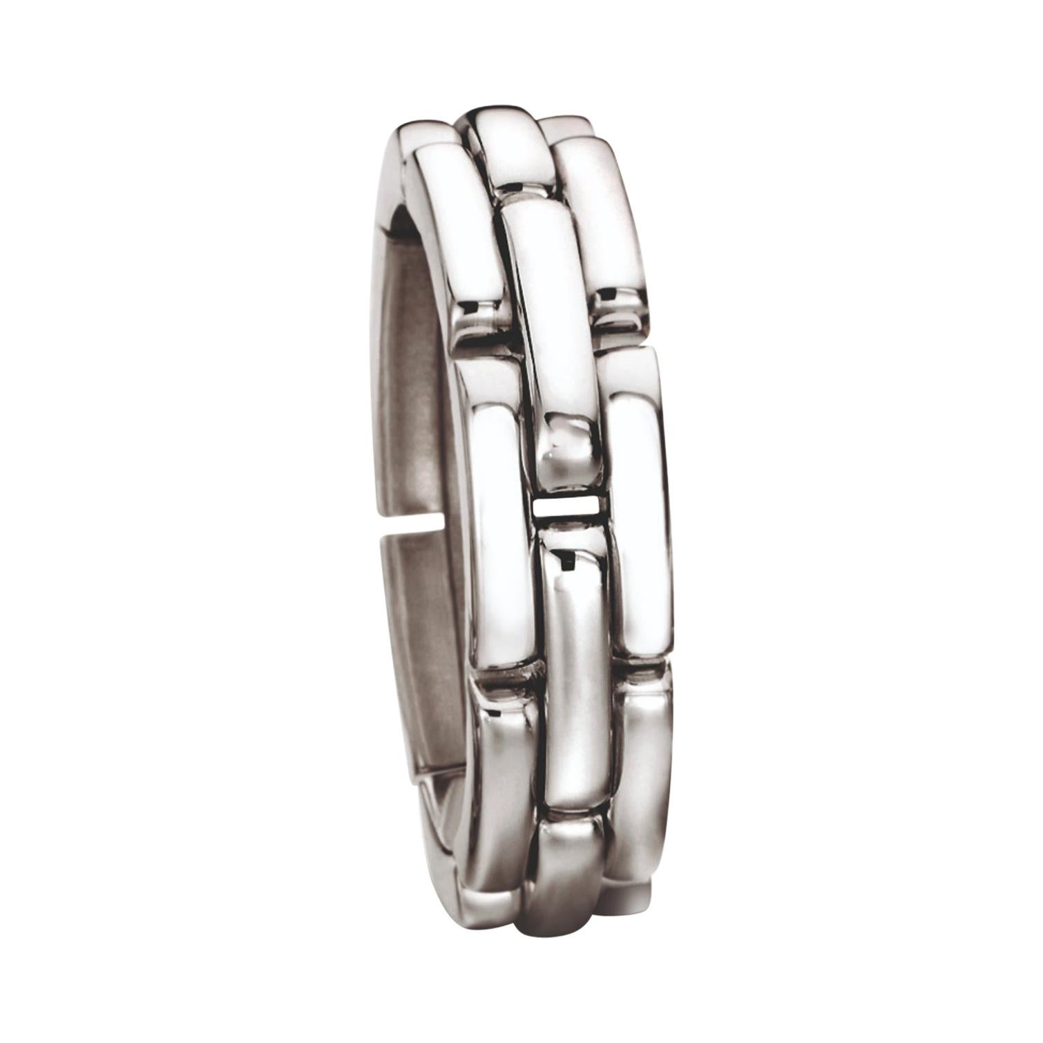 For Sale:  Furrer Jacot 18 Karat White Gold Two-Tone Collapsible Link Ring