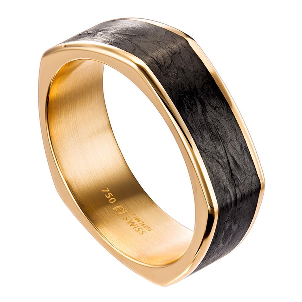 For Sale:  Furrer Jacot 18 Karat Yellow Gold and Carbon Fiber Polygon Band