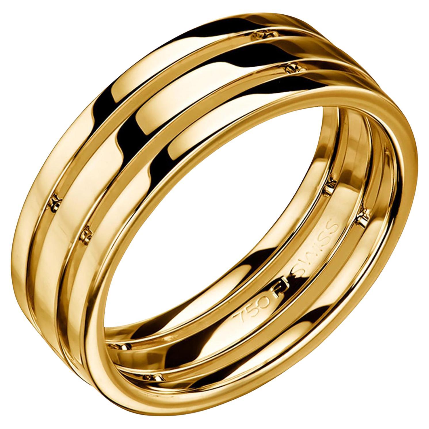For Sale:  Furrer Jacot 18 Karat Yellow Gold 3 Band Ring