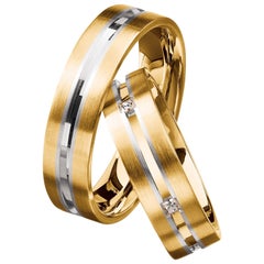 Furrer Jacot 18 Karat Yellow Gold and White Gold Two-Tone Channeled Men's Band