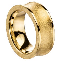Furrer Jacot 18 Karat Yellow Gold Brushed Chunky Concave Band