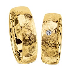 Furrer Jacot 18 Karat Yellow Gold Frozen Ice Texture Finish Wedding Band