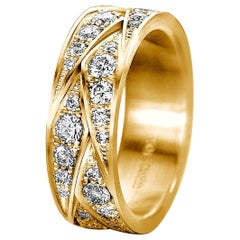 Furrer Jacot 18 Karat Yellow Gold "Origami" Woven Diamond Ladies Band