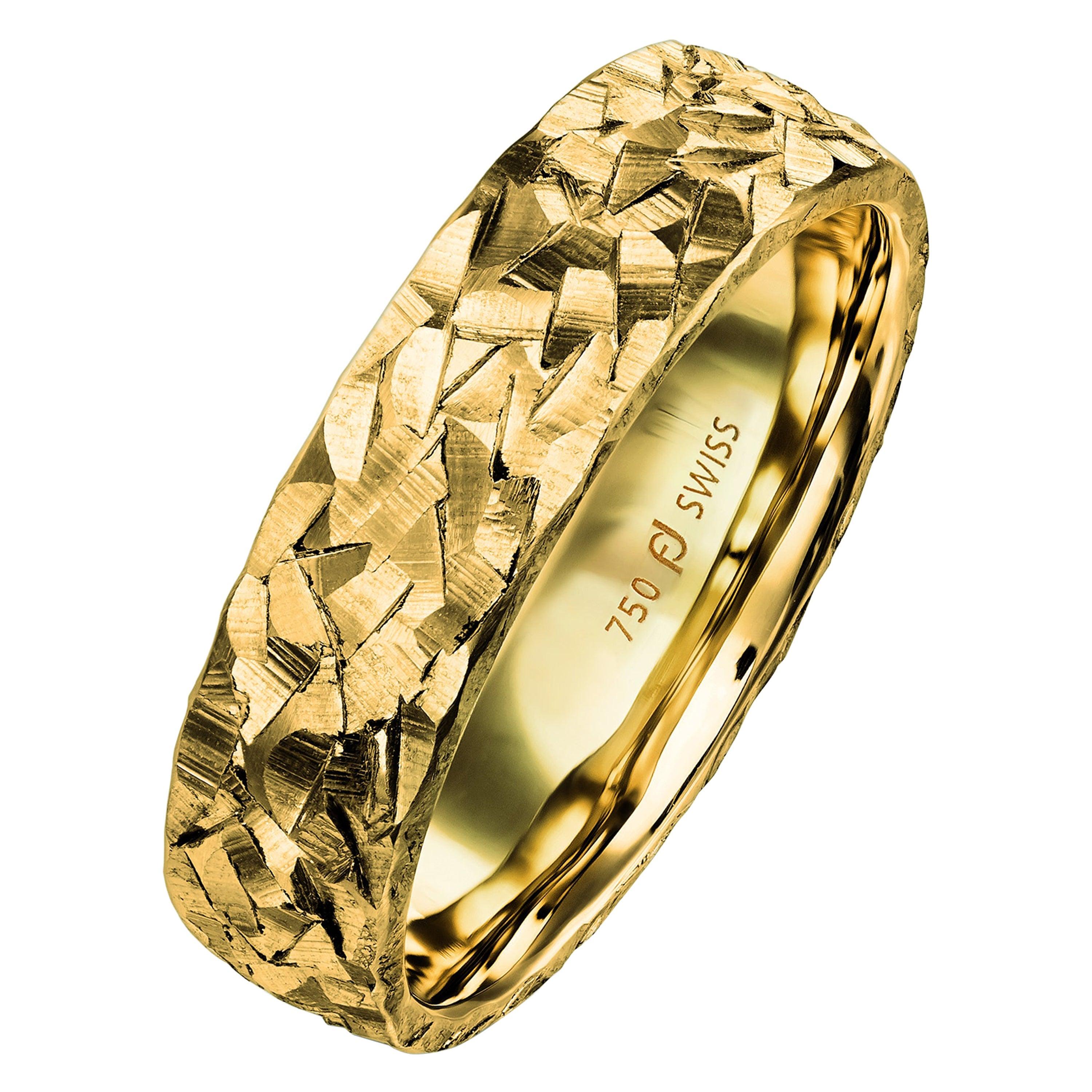 For Sale:  Furrer Jacot 18 Karat Yellow Gold Textured Band