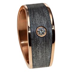 Furrer Jacot 18 Rose White Gold and Aluminum Glass Fiber Wavy Men's Diamond Band