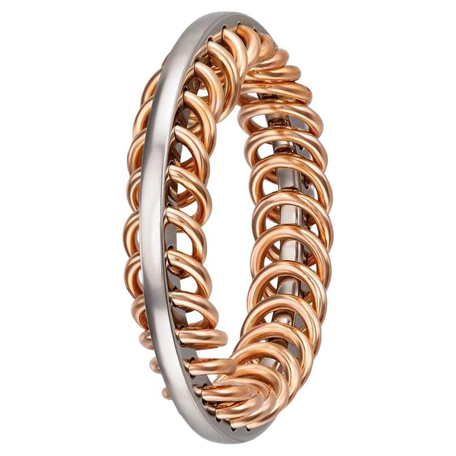 For Sale:  Furrer Jacot 18k White and Rose Gold Snakebone Men's Band