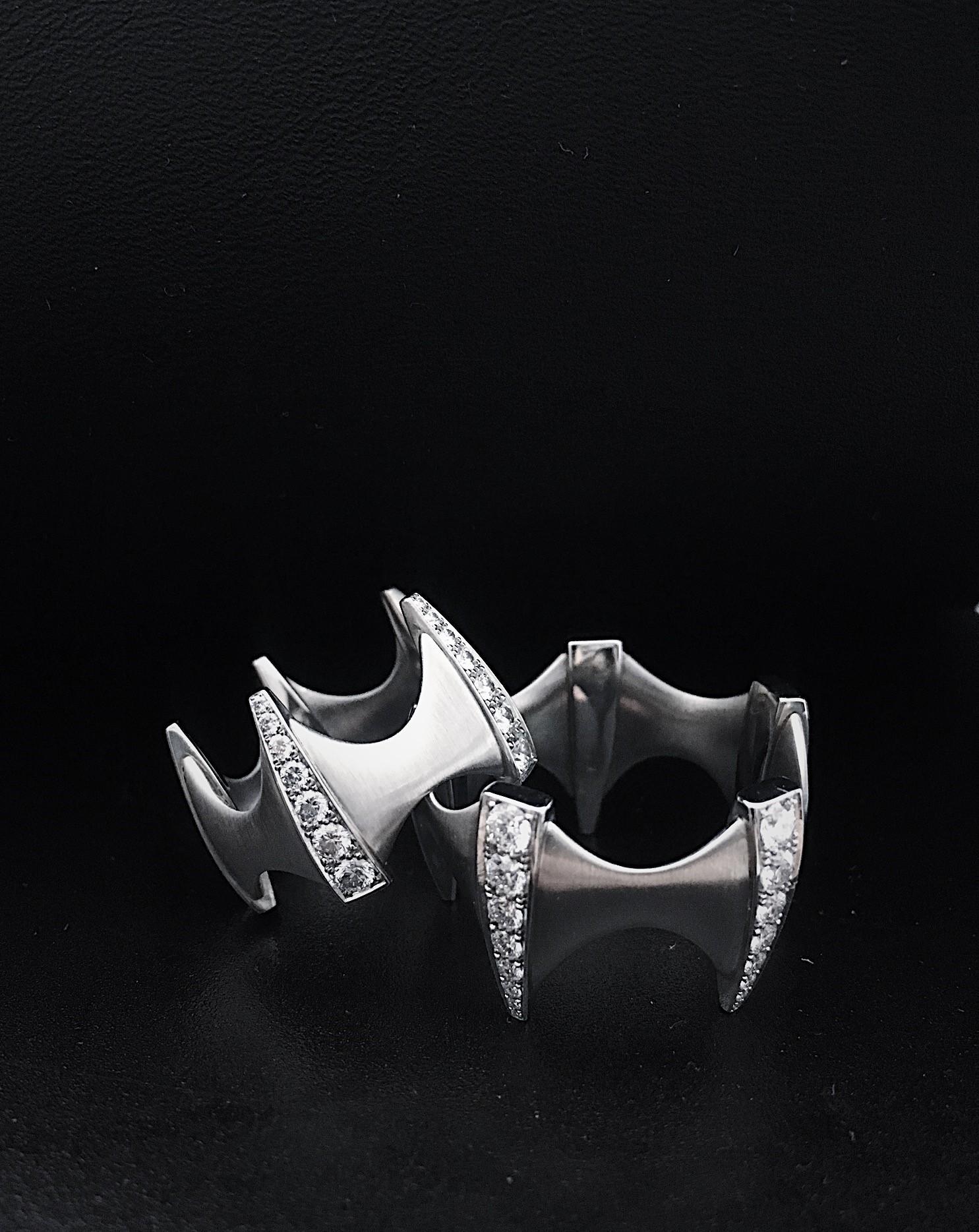 For Sale:  Furrer Jacot Platinum Batman Inspired Diamond Ring 4
