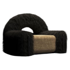 Furrybum Black, Sculptural Armchair, Hand-crafted in Beirut