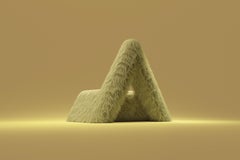Furrybum Yellow, fauteuil triangle bouclé, fabriqué à la main à Beyrouth
