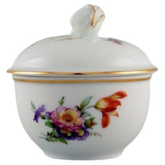Fürstenberg, Germany, Antique Lidded Bowl in Hand-Painted Porcelain