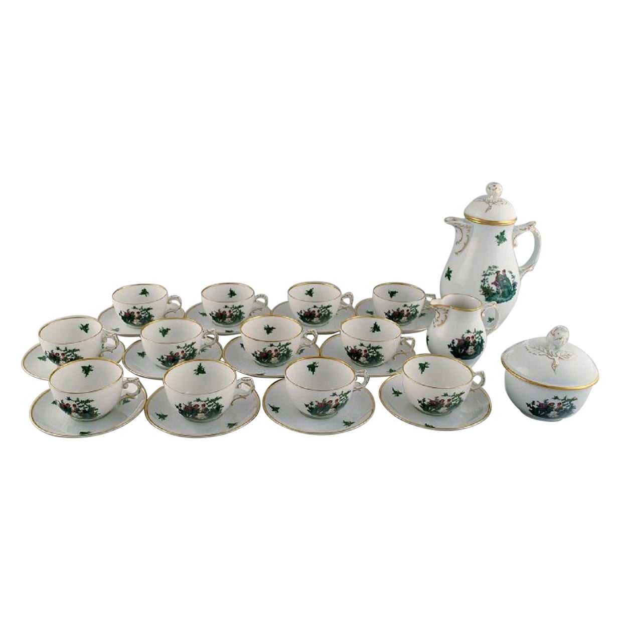 Fürstenberg, Allemagne. Service à café en porcelaine pour douze personnes.
