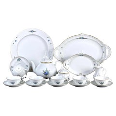 Servicio de té Fürstenberg, porcelana floral pintada a mano, Alemania Occidental, 18 piezas