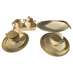 FÜRSTIN Dessert Set for Two By Furstenberg, 1950’s, Ivory And Gold Porcelain