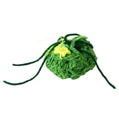 Pouf sculptural en forme de fourrure, taille 6, vert