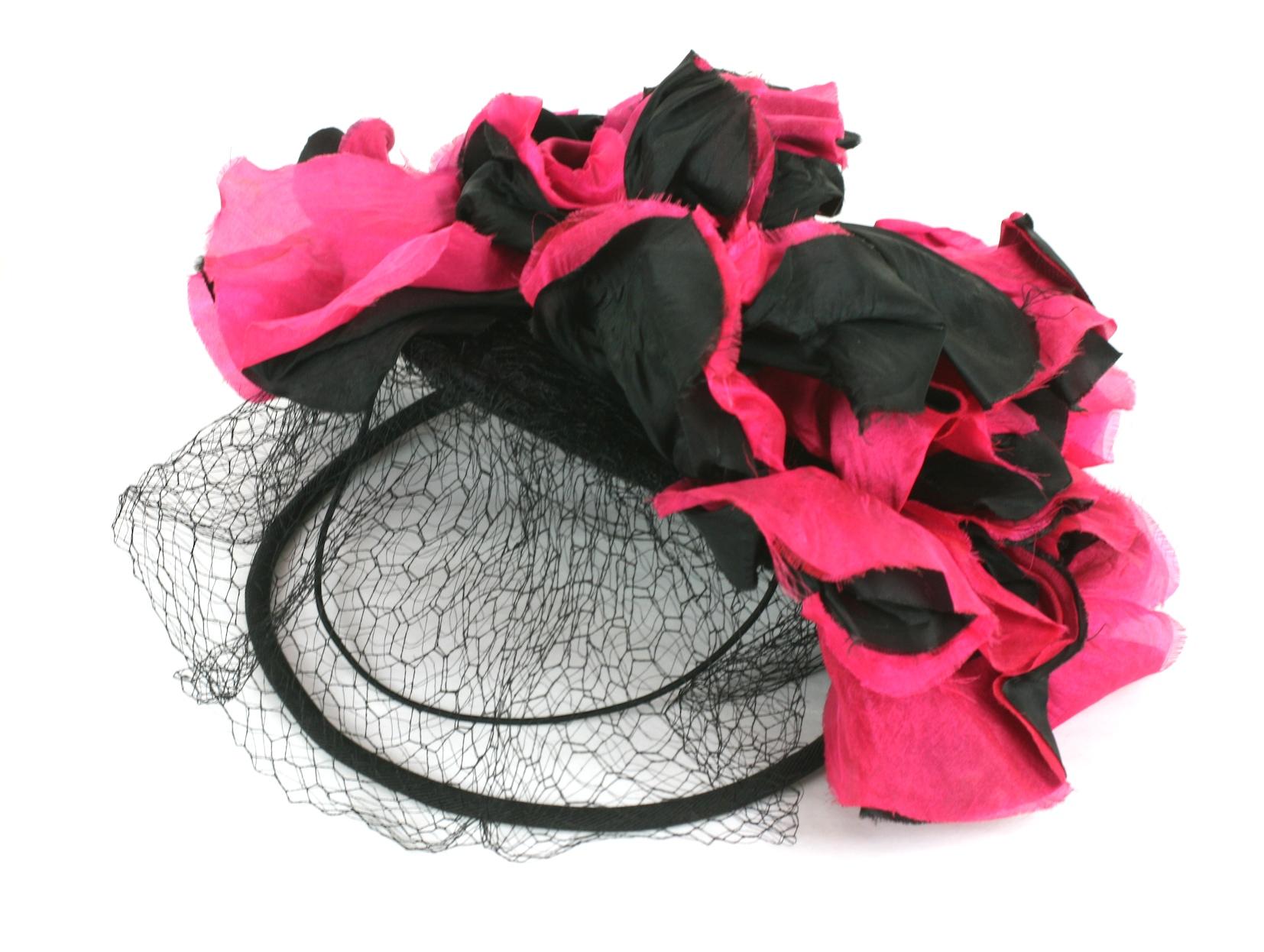 Fuschia and Black Silk Flower Topper For Sale 5