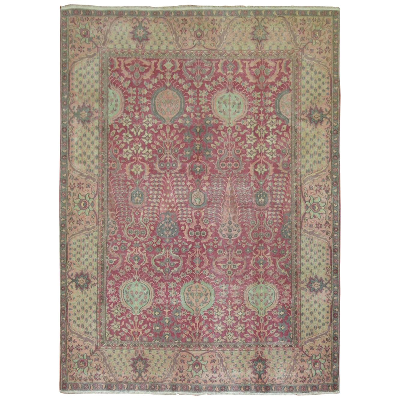 Fuschia Pink Vintage Indian Rug For Sale