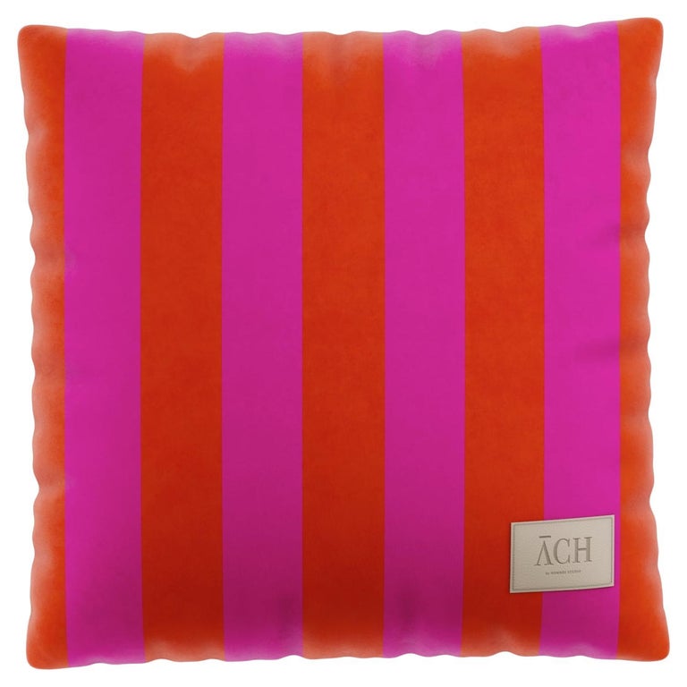 Fuschia Red Square Pillow, Modern Velvet Cushion with Playful and Zingy